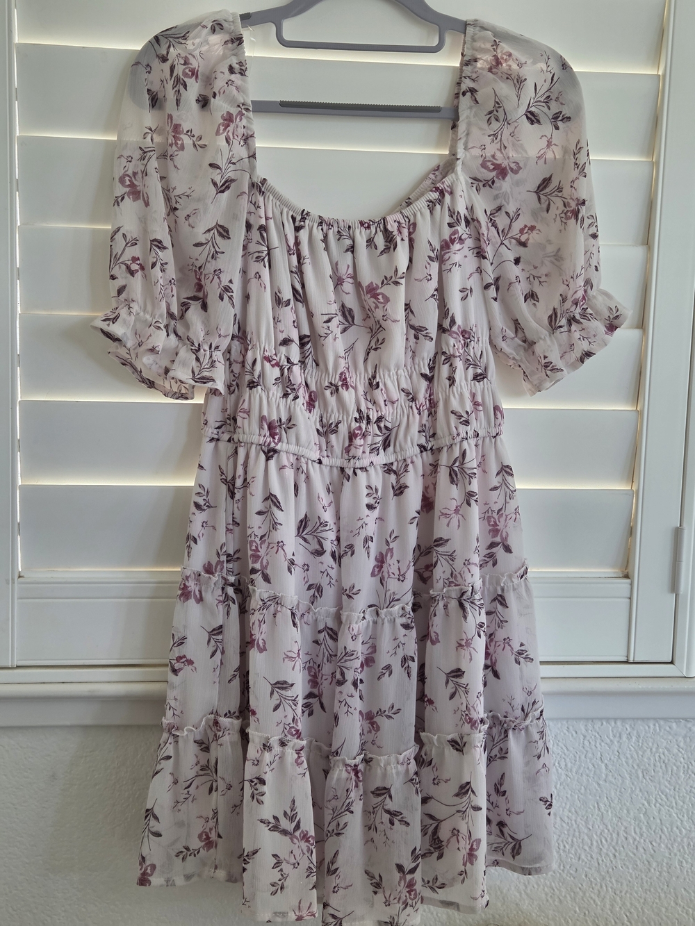 Trixxi Floral Puff Sleeve Smocked Mini Dress Size Small Cottagecore